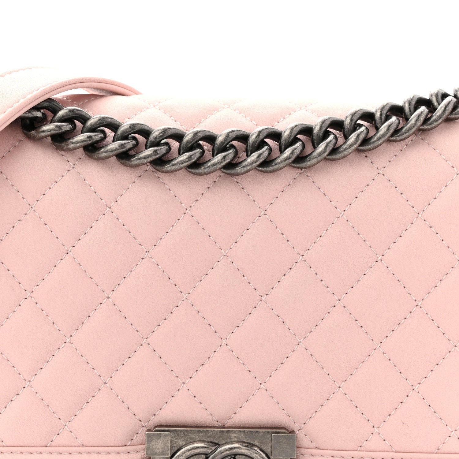Calfskin Quilted Medium Boy Flap Light Pink
