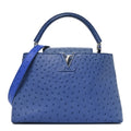 Ostrich Capucines MM Saphir