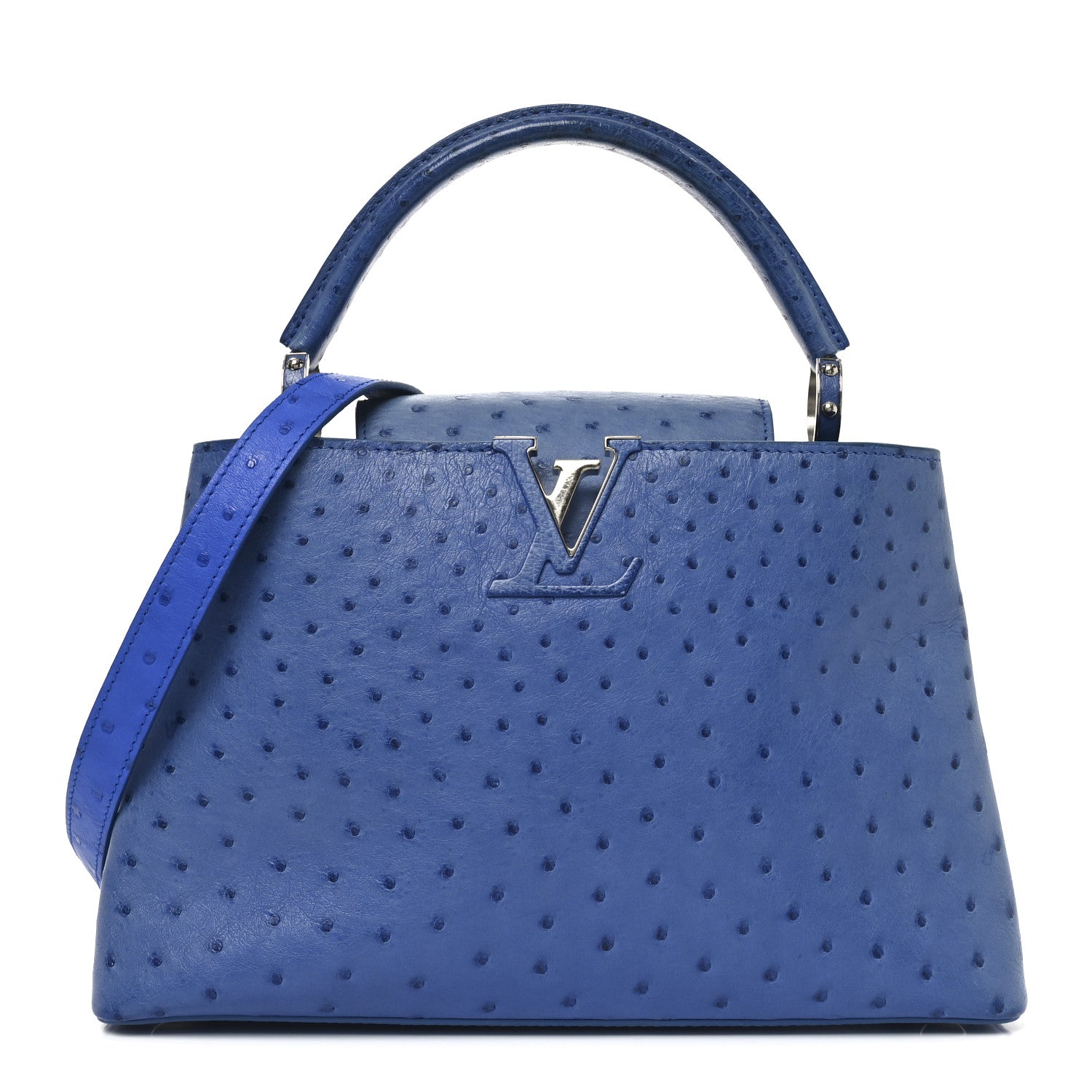Ostrich Capucines MM Saphir