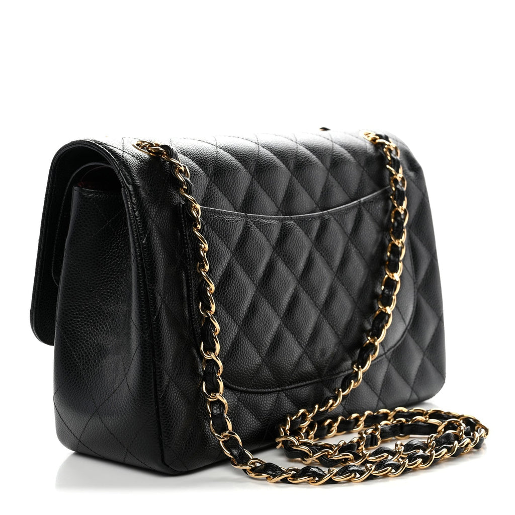 Caviar Quilted Jumbo Double Flap Black