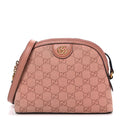 Monogram Textured Dollar Calfskin Small Ophidia Dome Shoulder Bag Cloche Rose Pink