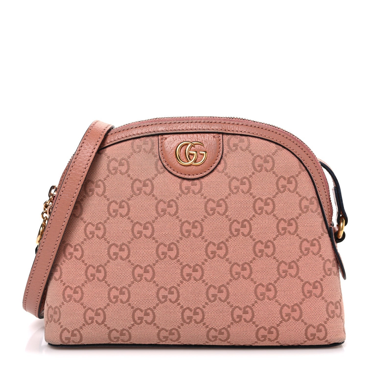 Monogram Textured Dollar Calfskin Small Ophidia Dome Shoulder Bag Cloche Rose Pink