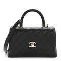 Caviar Quilted Mini Coco Handle Flap Black