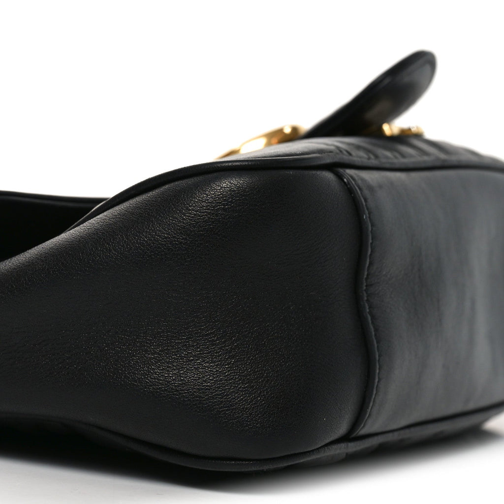 Calfskin Matelasse Small GG Marmont Shoulder Bag Black