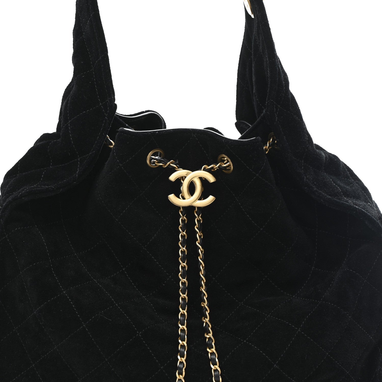 Suede Quilted Medium Chanel 25 Handbag Black