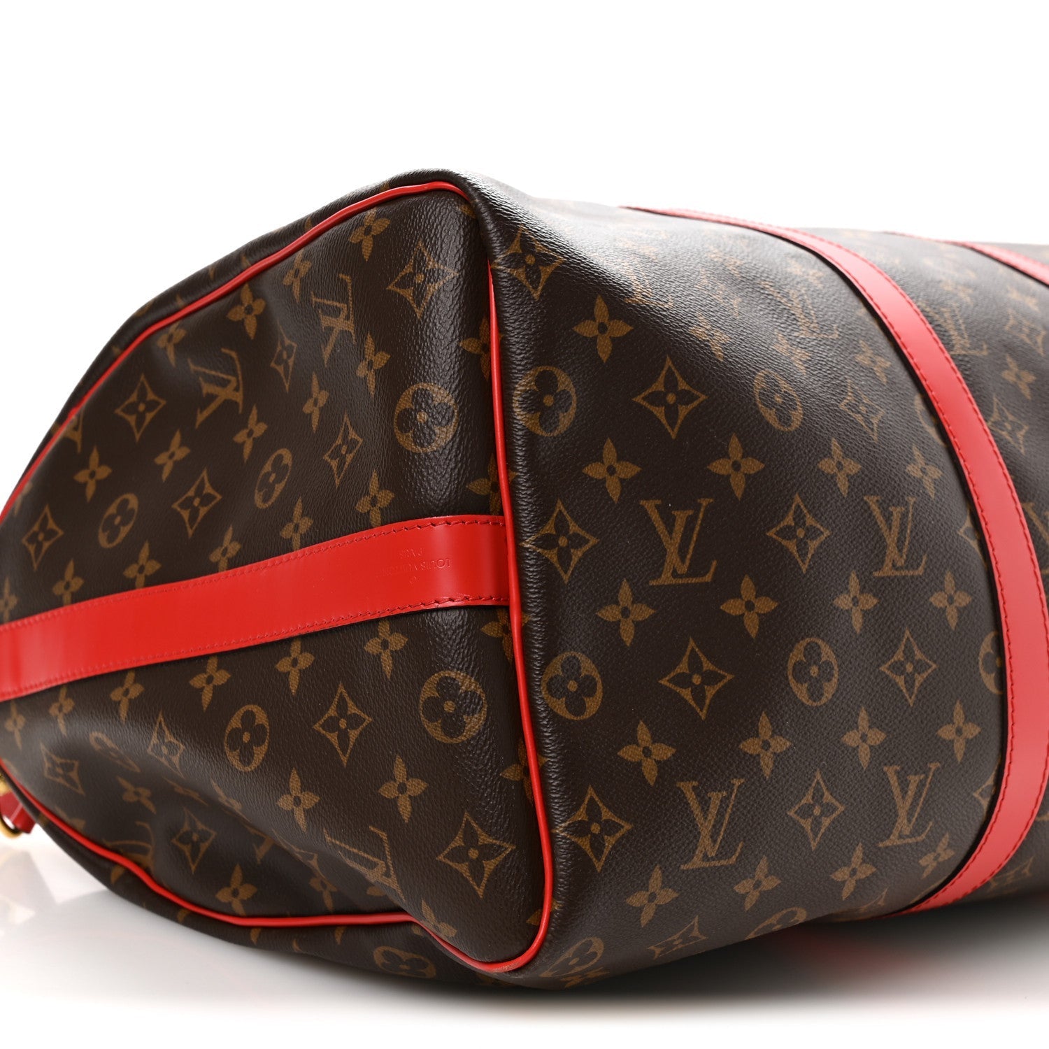 Calfskin Monogram Keepall Bandouliere 50 Coquelicot