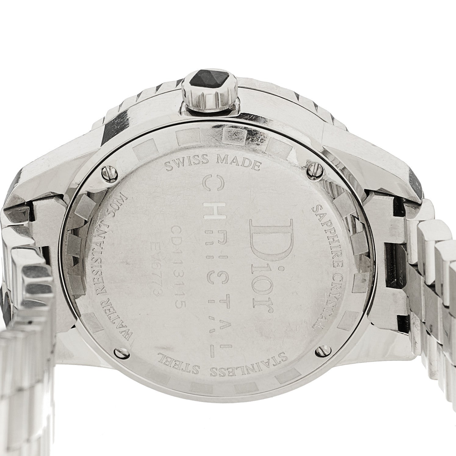 Stainless Steel Diamond Sapphire 33mm Christal Quartz Watch Black