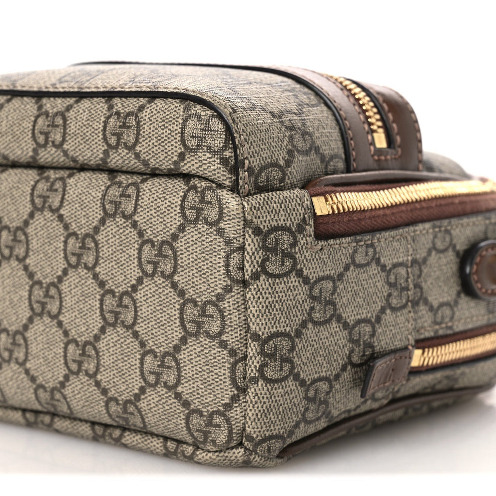 GG Supreme Monogram Azalea Calfskin Retro Interlocking G Multi-Function Bag Beige Ebony Brown Sugar