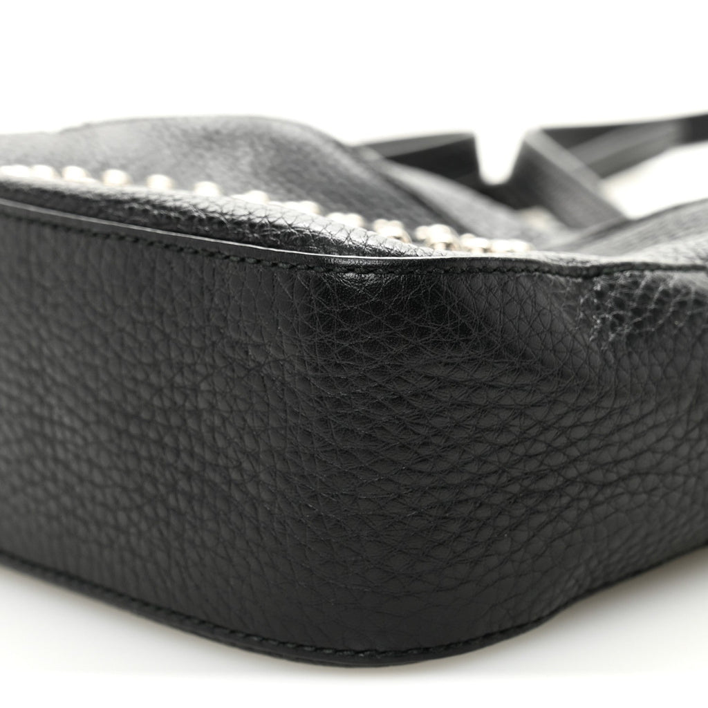 Pebbled Calfskin Studded Small Soho Disco Bag Black