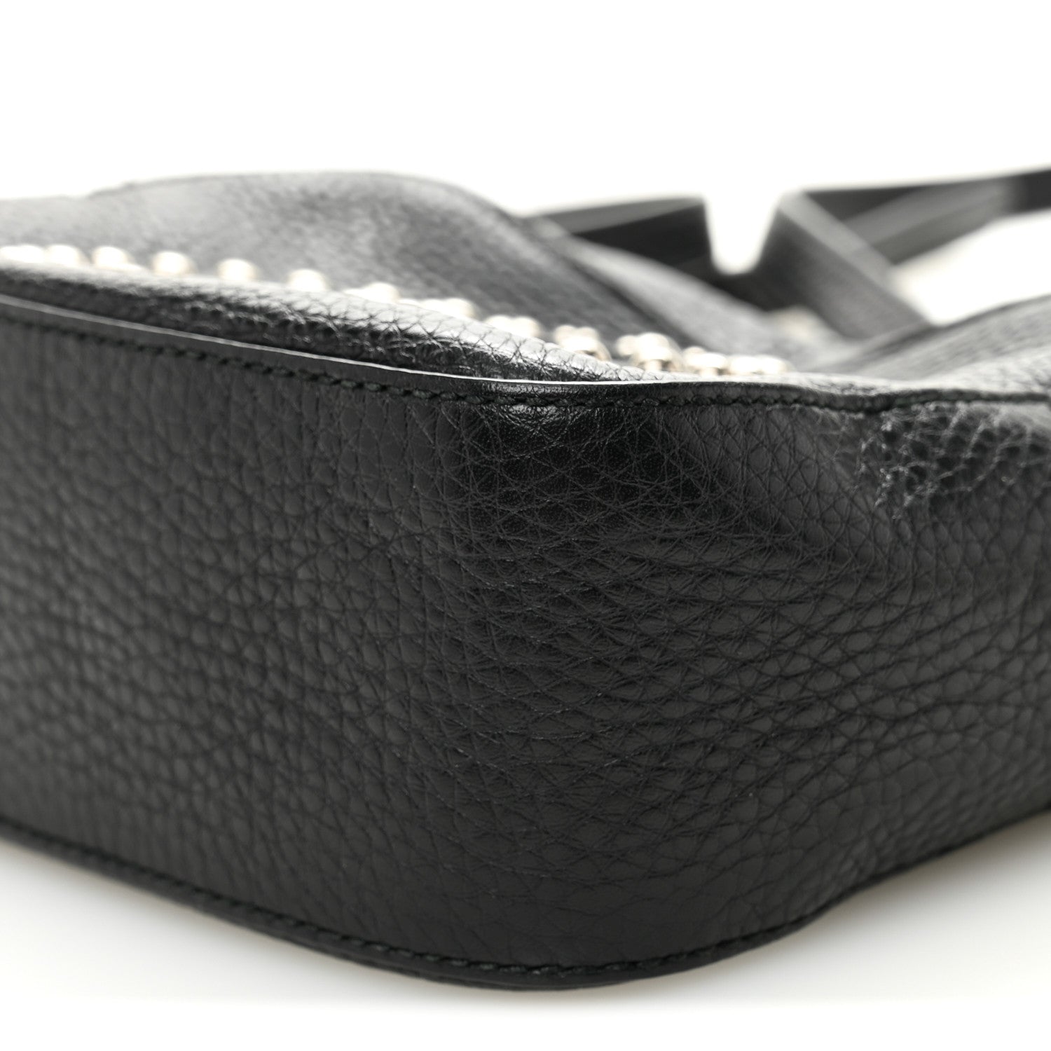 Pebbled Calfskin Studded Small Soho Disco Bag Black
