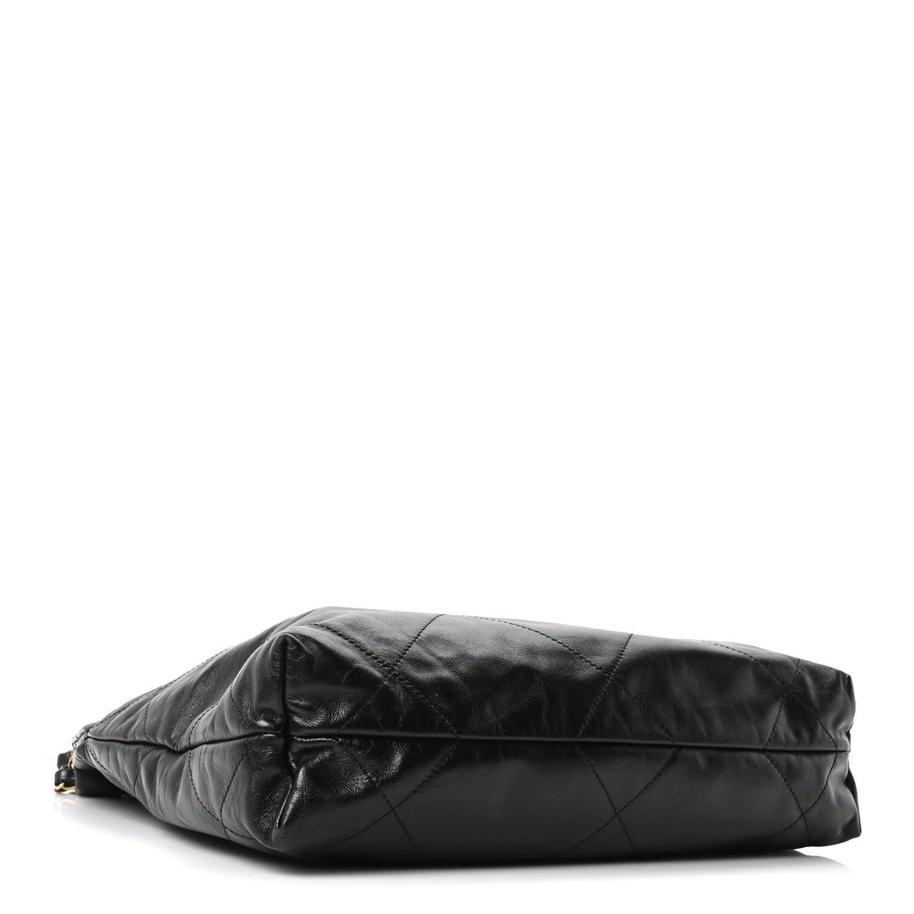 Shiny Calfskin Quilted Small Chanel 22 Black