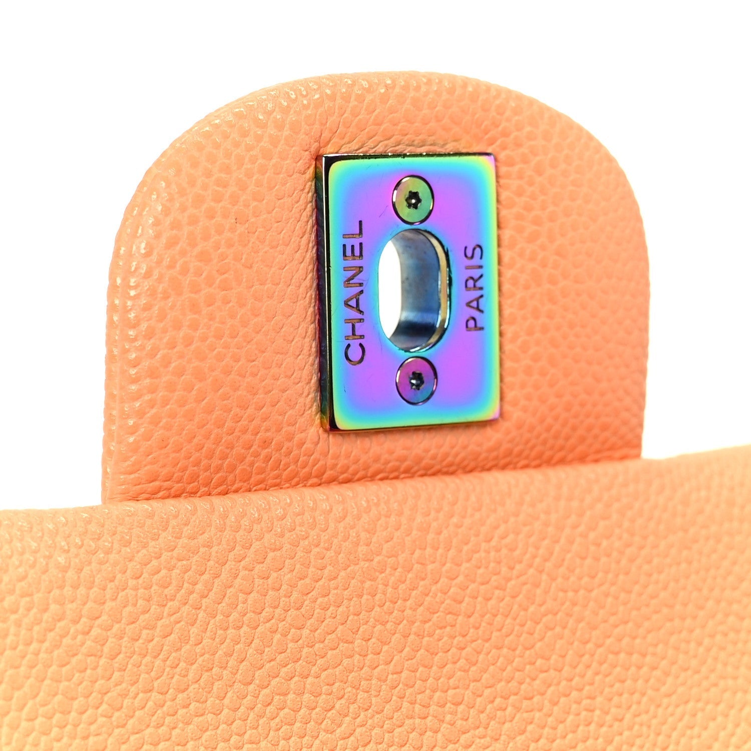 Caviar Quilted Rainbow CC Small Double Flap Orange