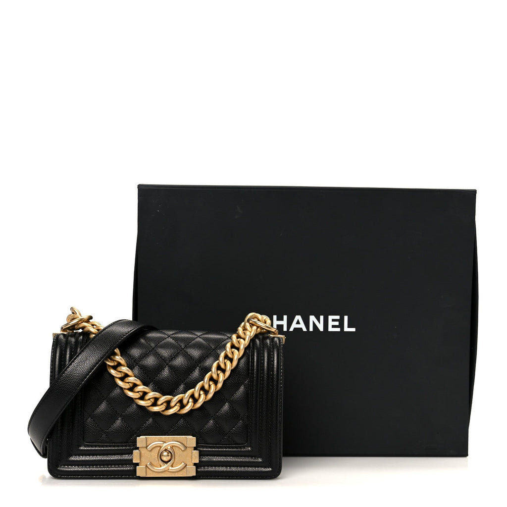 Caviar Quilted Small Boy Flap Black