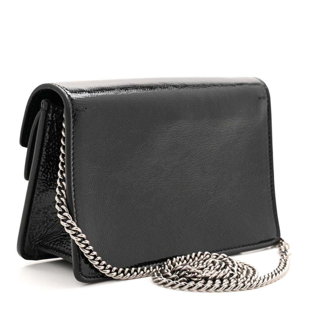 Crinkled Patent Super Mini Dionysus Shoulder Bag Black