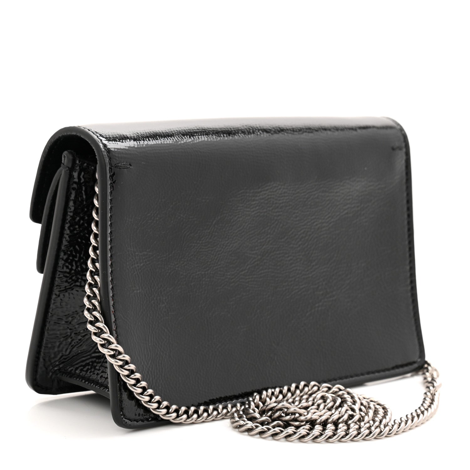 Crinkled Patent Super Mini Dionysus Shoulder Bag Black