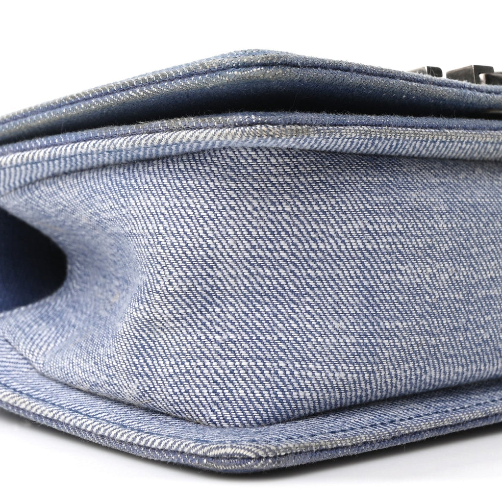 Denim Chevron Small Boy Flap Light Blue
