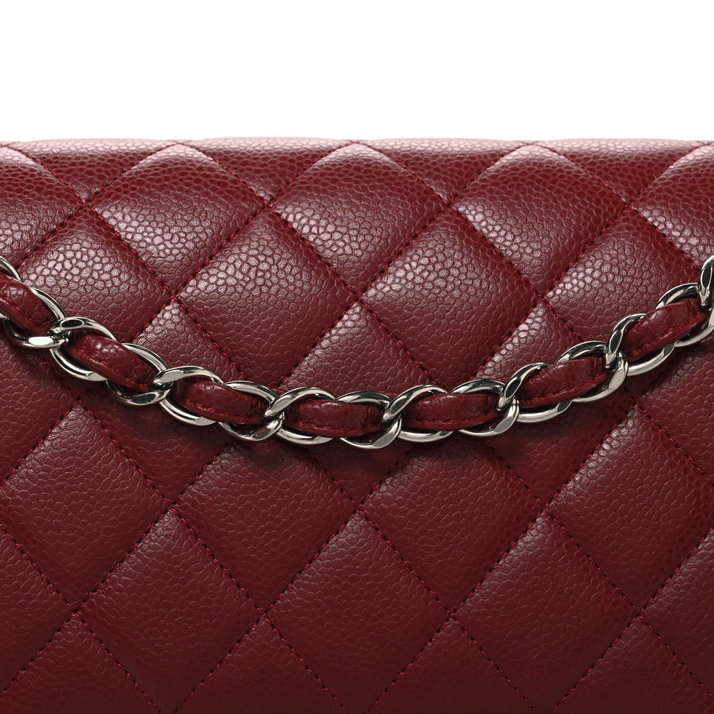 Caviar Quilted Jumbo Double Flap Burgundy