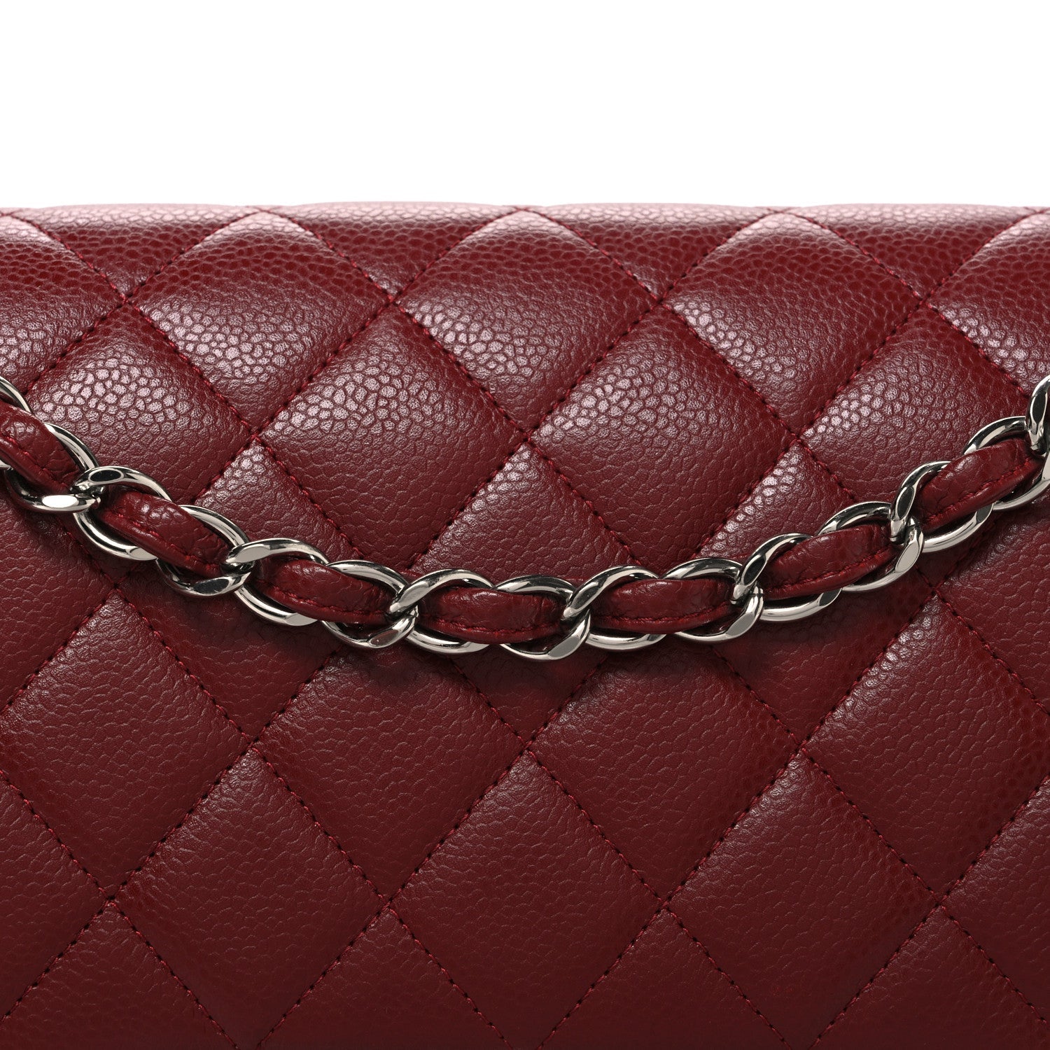 Caviar Quilted Jumbo Double Flap Burgundy