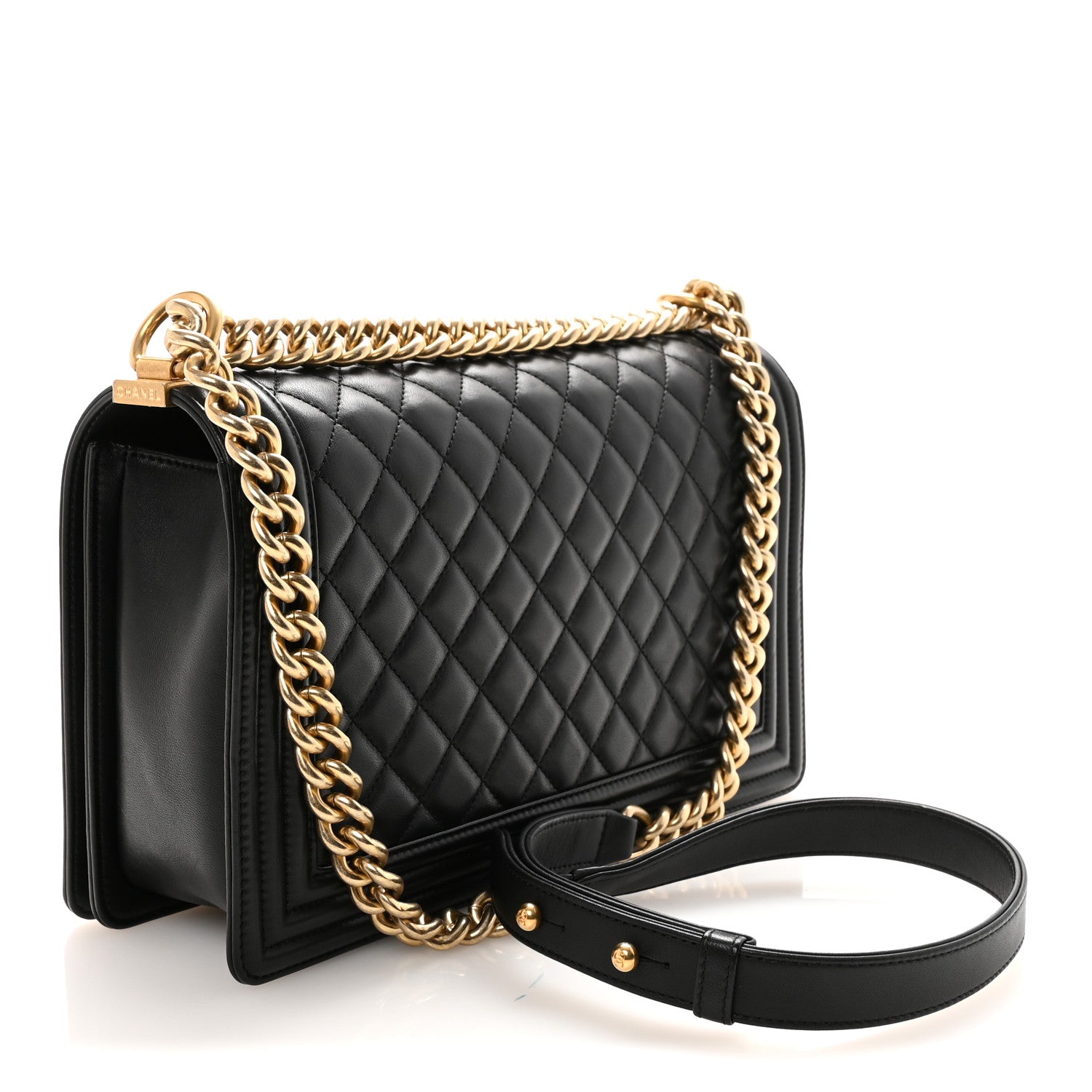 Lambskin Quilted New Medium Boy Flap Black