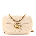 Calfskin Matelasse Super Mini GG Marmont Shoulder Bag White