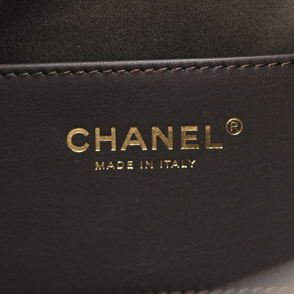 Suede Quilted Mini Chanel 25 Handbag Dark Brown
