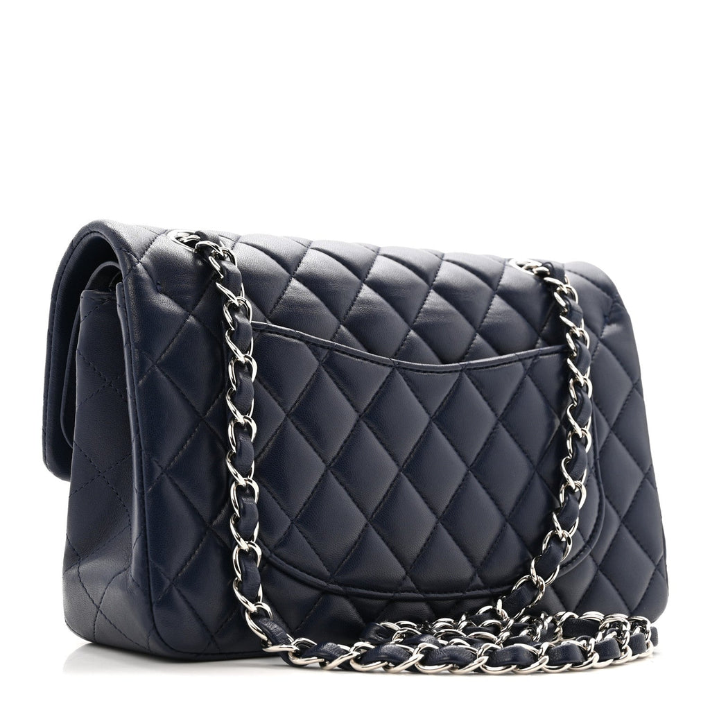 Lambskin Quilted Small Double Flap Blue
