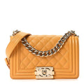 Caviar Quilted Small Boy Flap Yellow