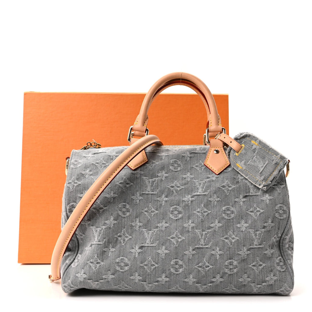 Monogram Denim Speedy Soft 30 Washed Gray