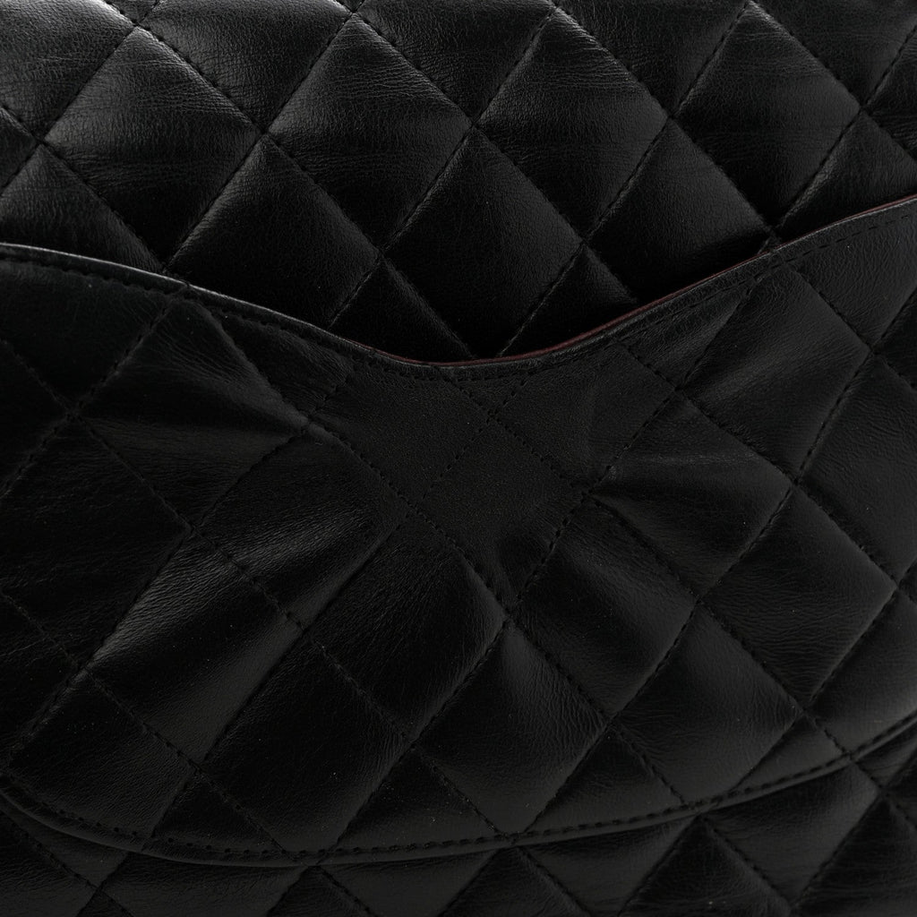 Lambskin Quilted Medium Double Flap Black