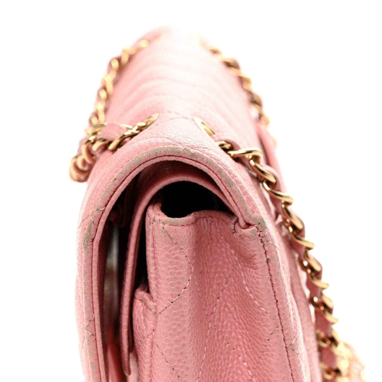 Caviar Quilted Medium Double Flap Light Pink