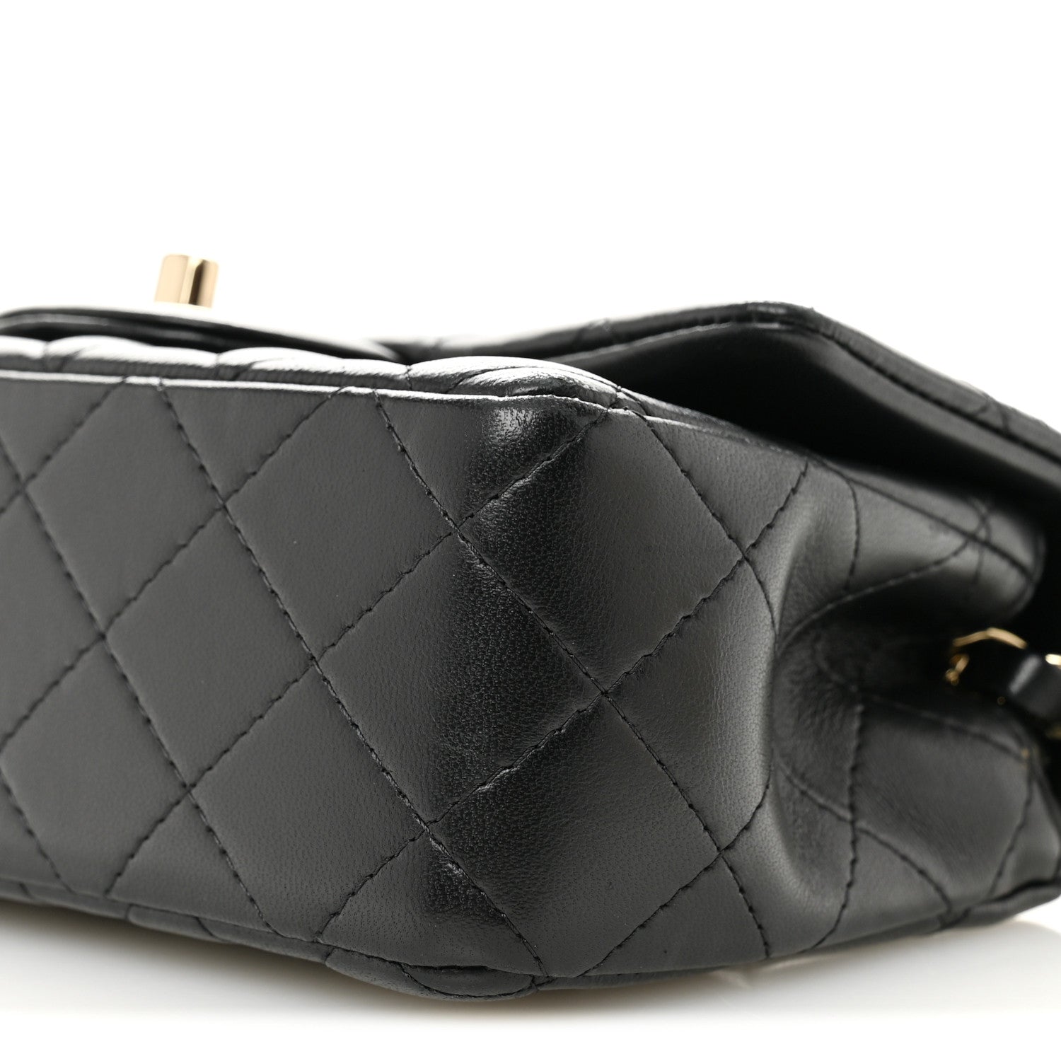 Lambskin Quilted Mini Rectangular Flap Black