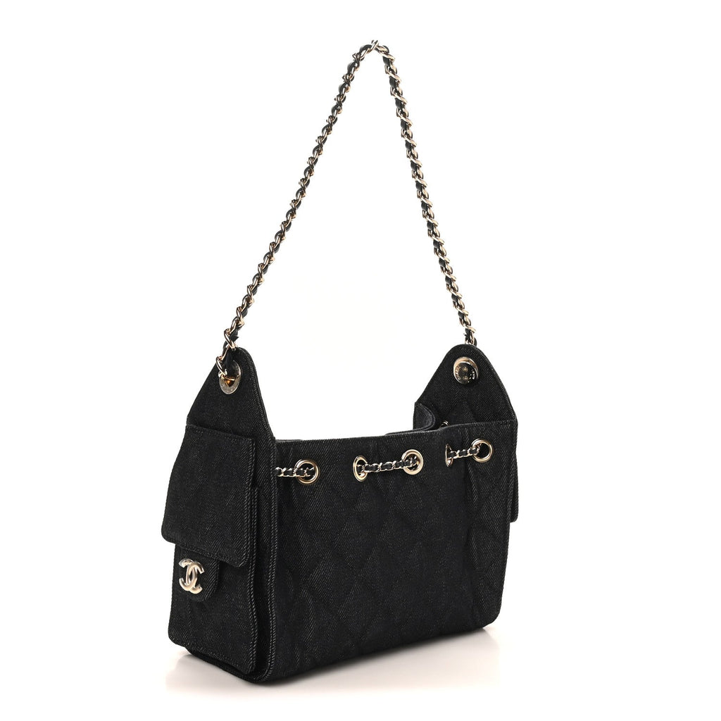 Denim Quilted Mini Chanel 25 Handbag Dark Blue