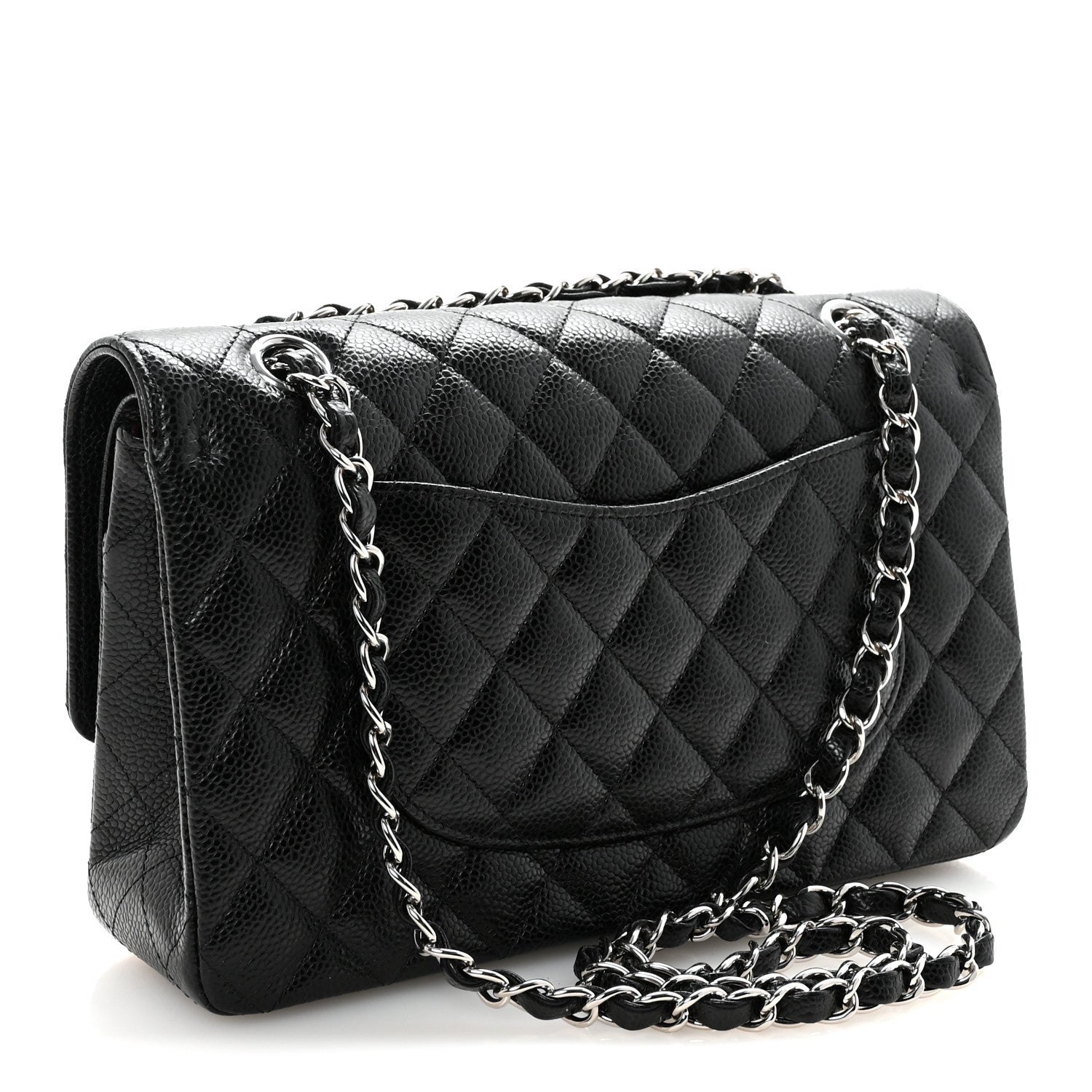 Caviar Quilted Medium Double Flap Black