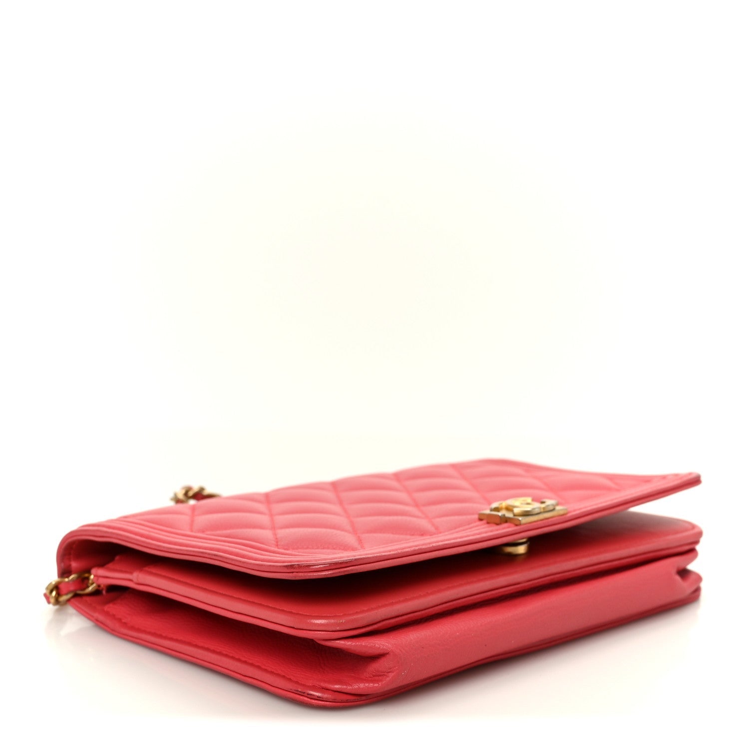 Caviar Quilted Boy Wallet On Chain WOC Dark Pink