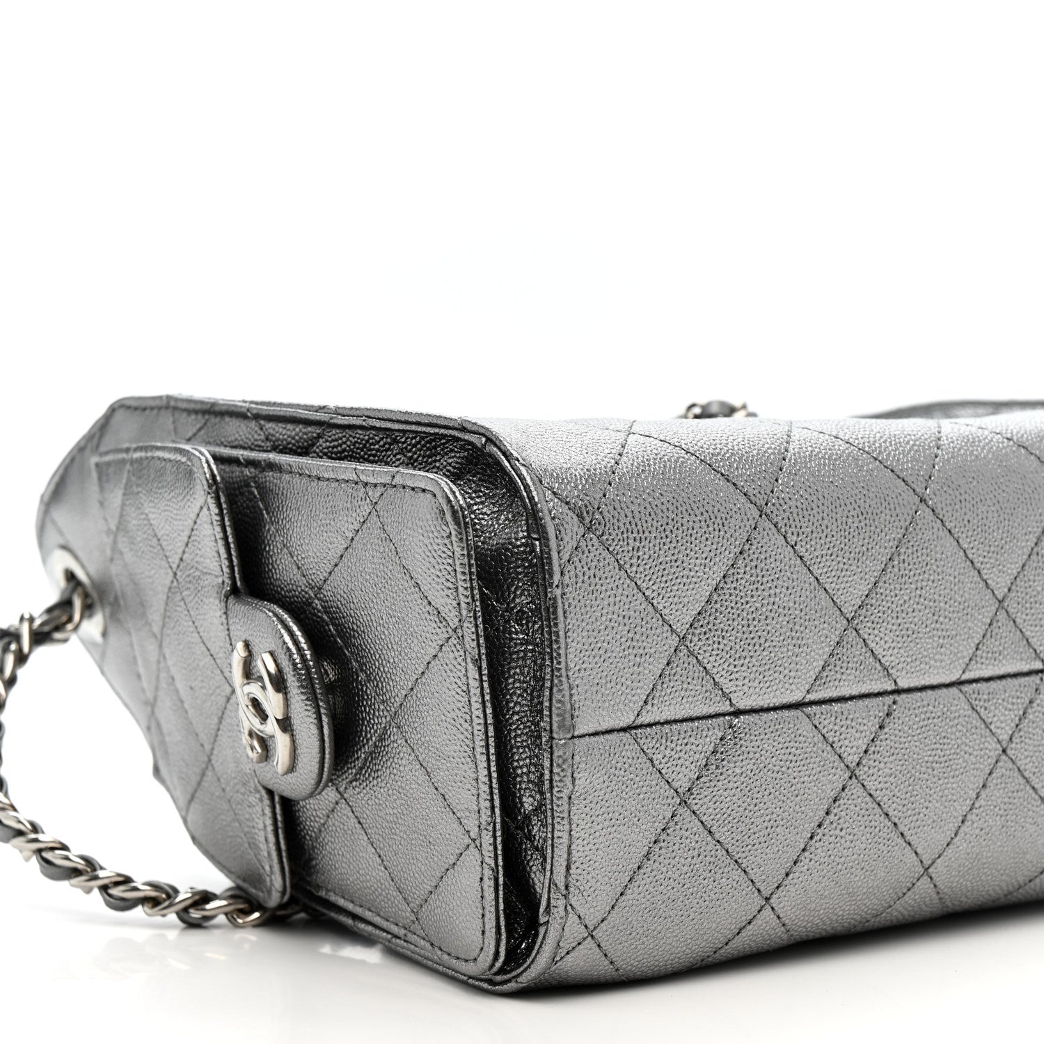 Metallic Caviar Quilted Mini Chanel 25 Handbag Anthracite