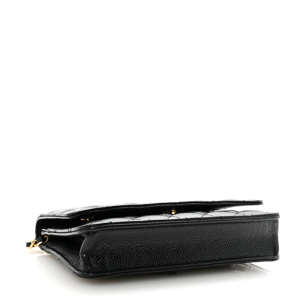 Caviar Quilted Wallet on Chain WOC Black