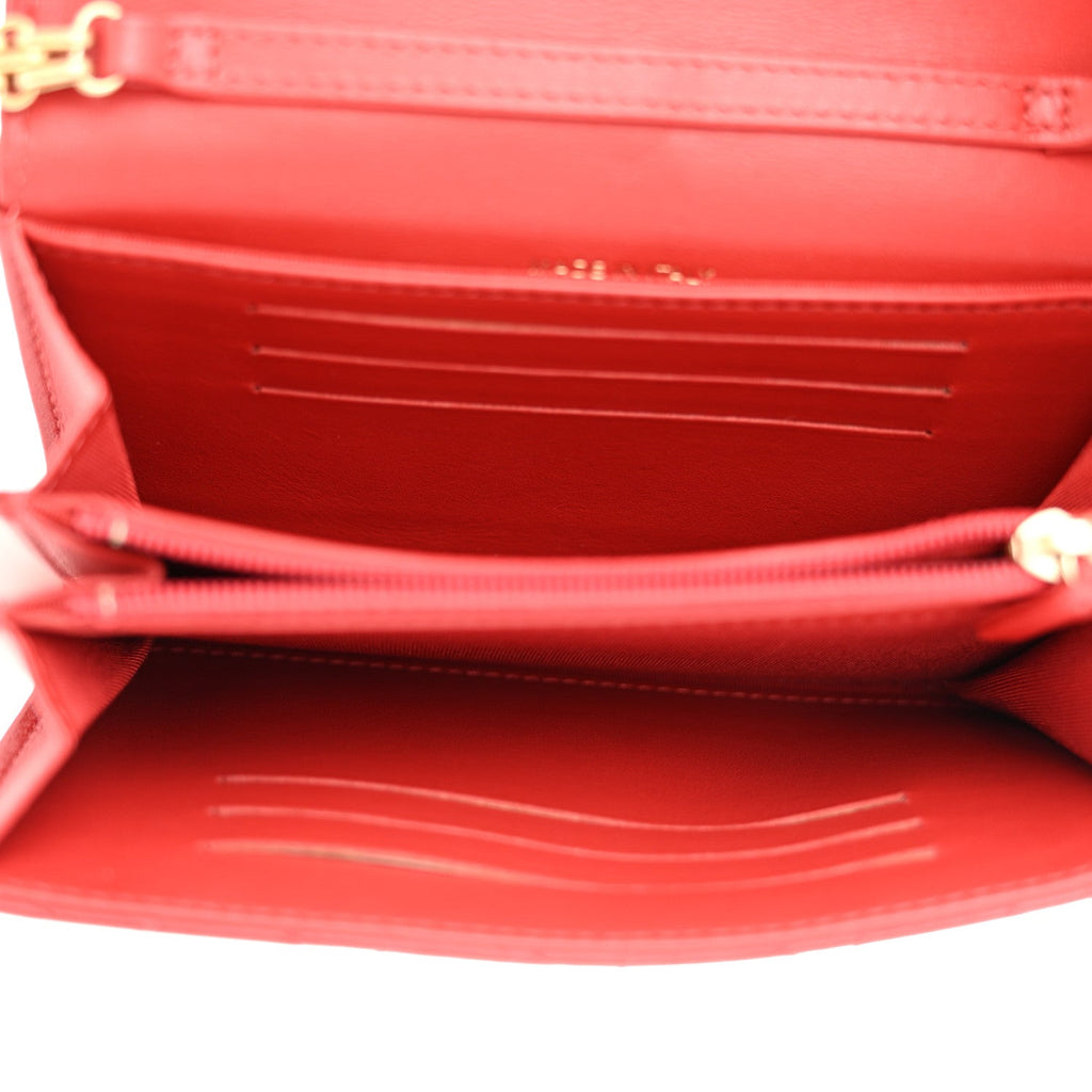 Aged Calfskin Quilted 2.55 Reissue Clutch With Chain Red