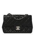 Lambskin Quilted Mini Rectangular Flap Black