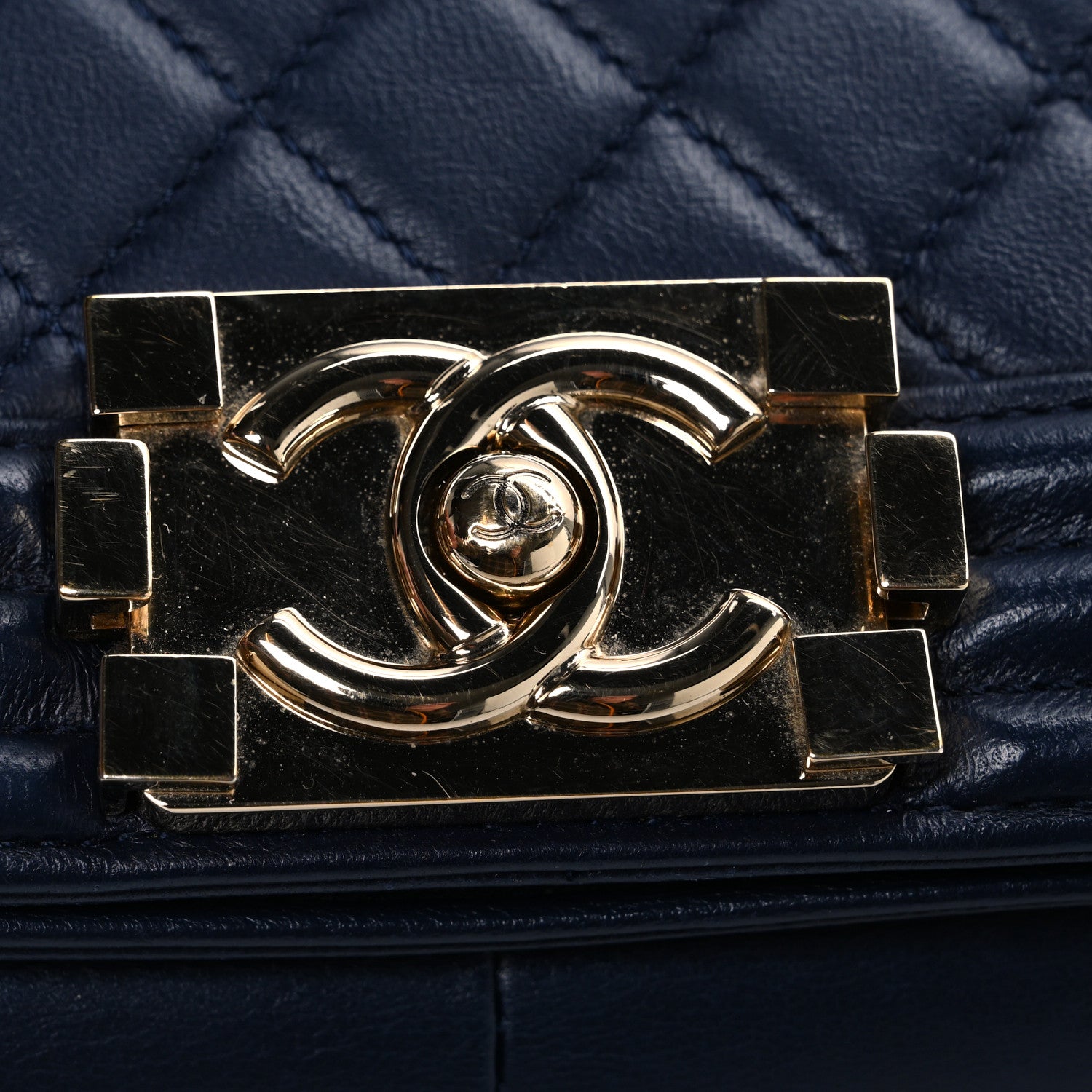 Lambskin Quilted New Medium Boy Flap Dark Navy Blue