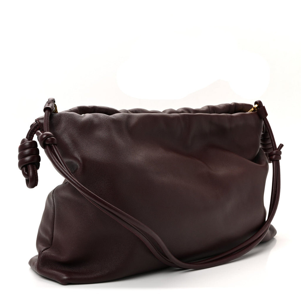 Mellow Nappa Donut Chain Large Flamenco Knot Clutch Dark Burgundy