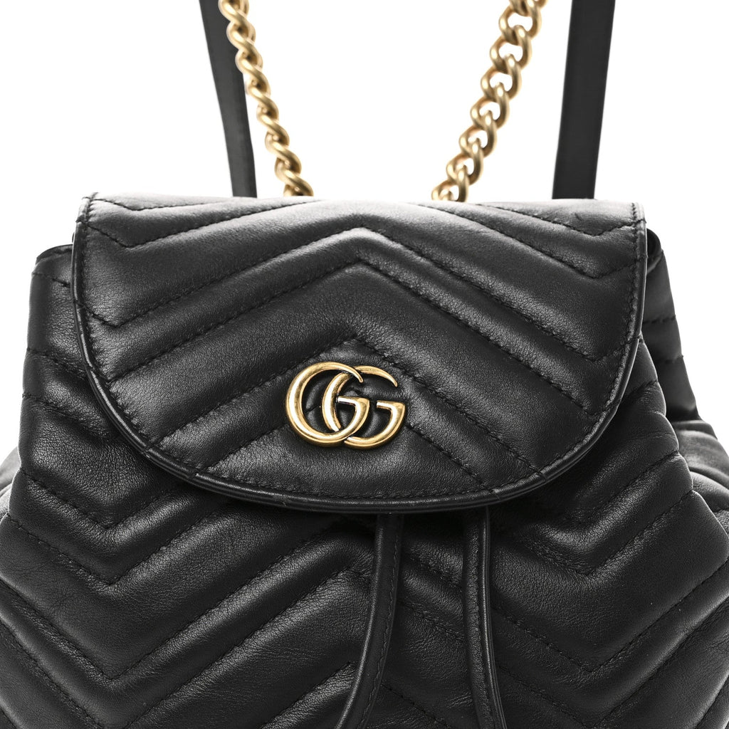 Calfskin Matelasse GG Marmont Flap Backpack Black