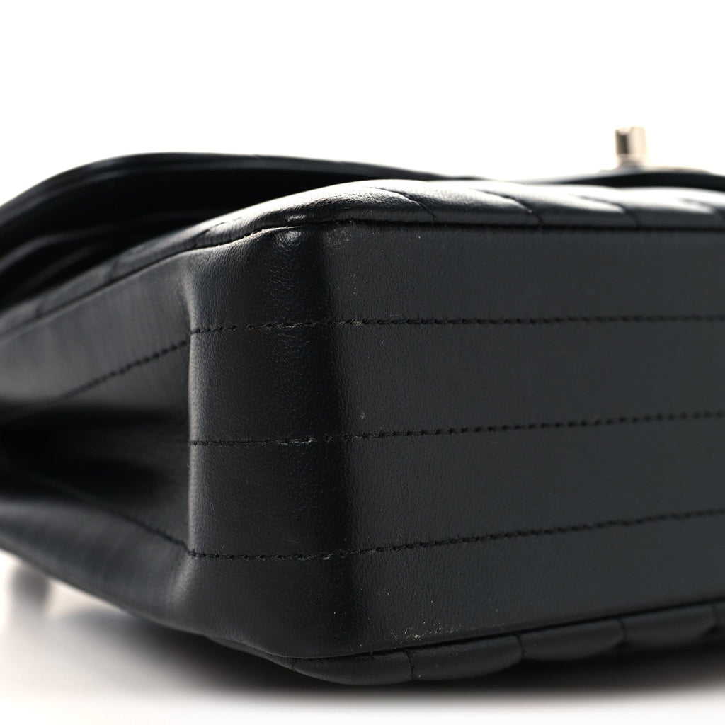 Lambskin Chevron Quilted Small Double Flap Black