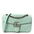 Calfskin Matelasse Small GG Marmont Shoulder Bag Water Green