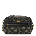 Jacquard Black Denim GG Monogram Textured Dollar Calfskin Mini Ophidia Shoulder Bag Black Ivory