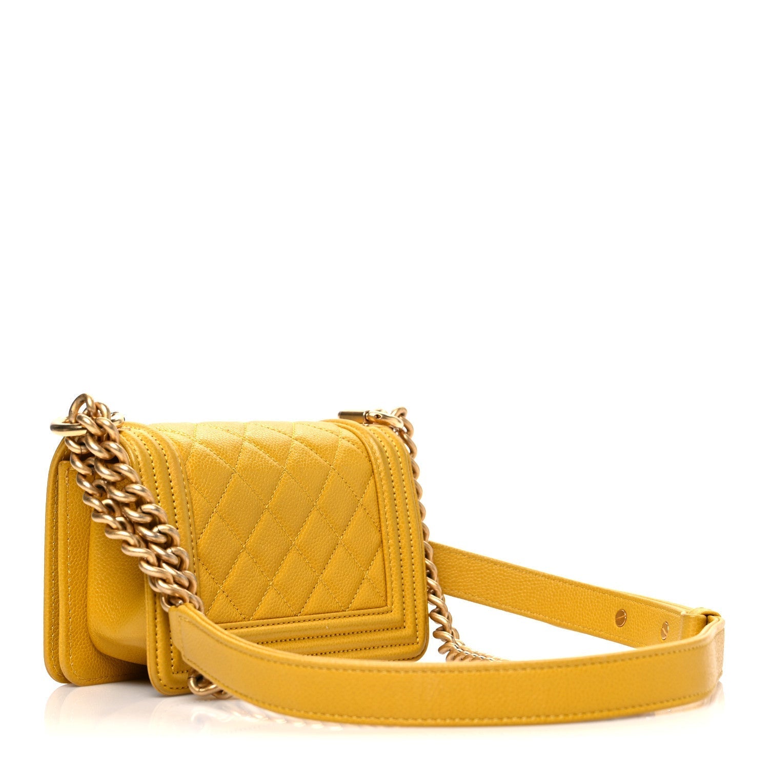 Caviar Quilted Mini Boy Flap Yellow