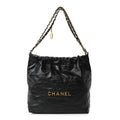 Shiny Calfskin Quilted Small Chanel 22 Black