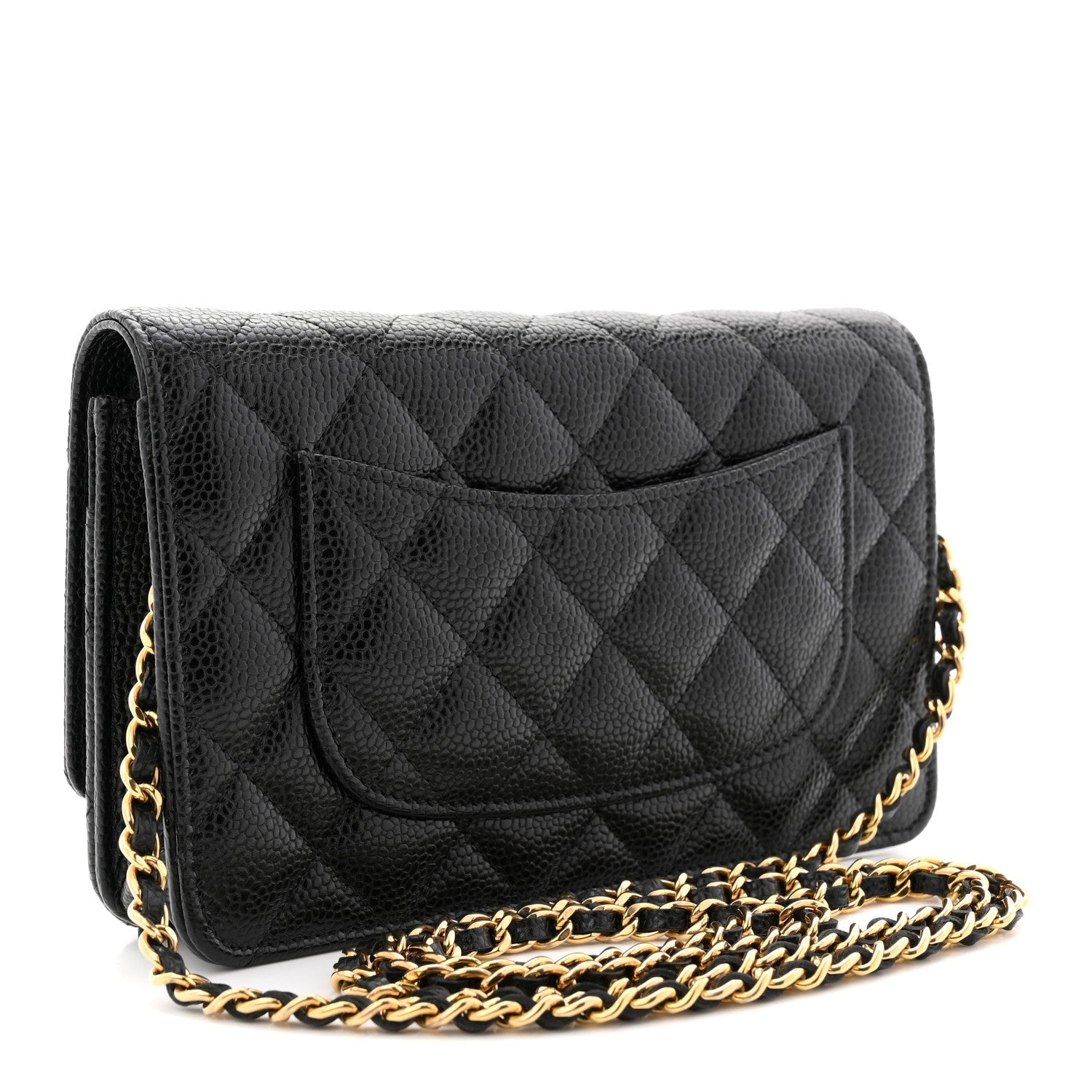 Caviar Quilted Wallet on Chain WOC Black