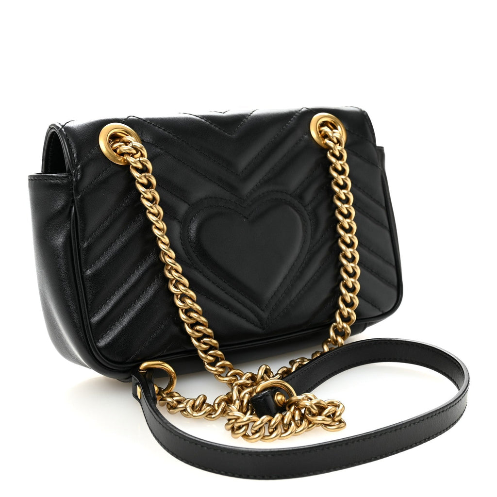 Calfskin Matelasse Small GG Marmont Shoulder Bag Black