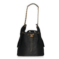 Washed Denim Quilted Medium Chanel 25 Handbag Black