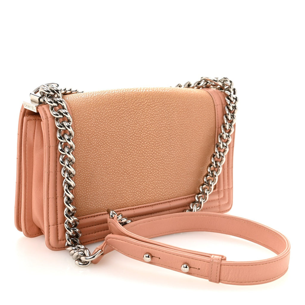 Galuchat Stingray Medium Boy Flap Pink
